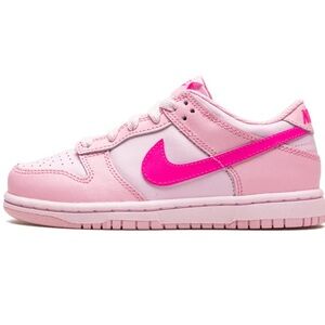 Nike Kids Pink Low-Top Sneakers with Hot Pink Swoosh